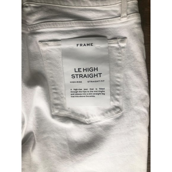 NWOT FRAME Women's White Le HIGH STRAIGHT Distressed High-rise Jeans Size 32 - Picture 5 of 8